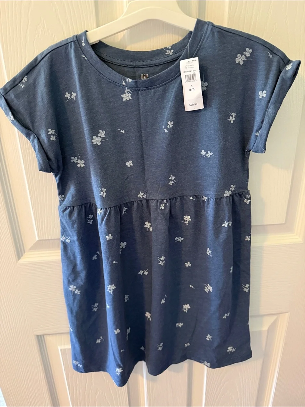 NWT GAP Girls Navy Blue Floral Cotton Dress size Small 6/7